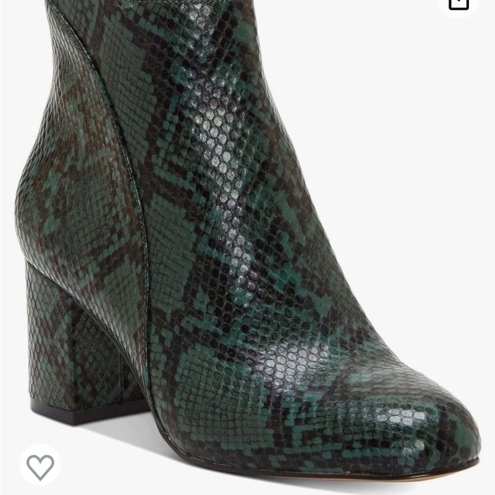 INC Women’s Floriann Ankle Booties in Green Snake